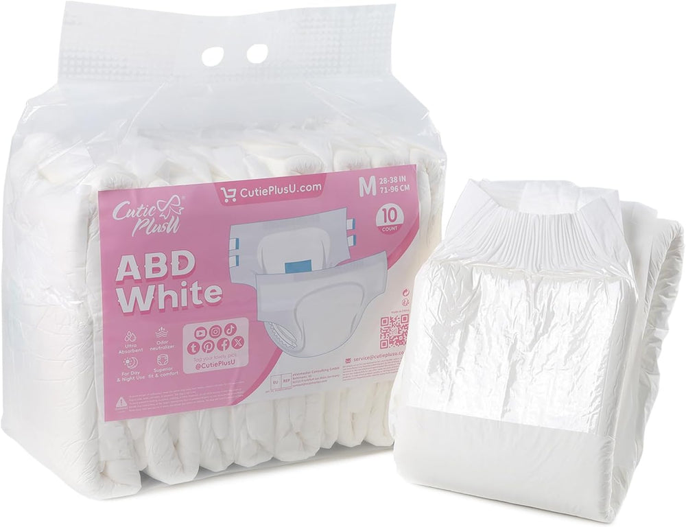 CutiePlusU Pannolini per adulti, confezione da 10 mutandine per incontinenza usa e getta con passanti per donne e uomini, massima assorbenza durante la notte - Bianco (taglia media 71-96 cm)