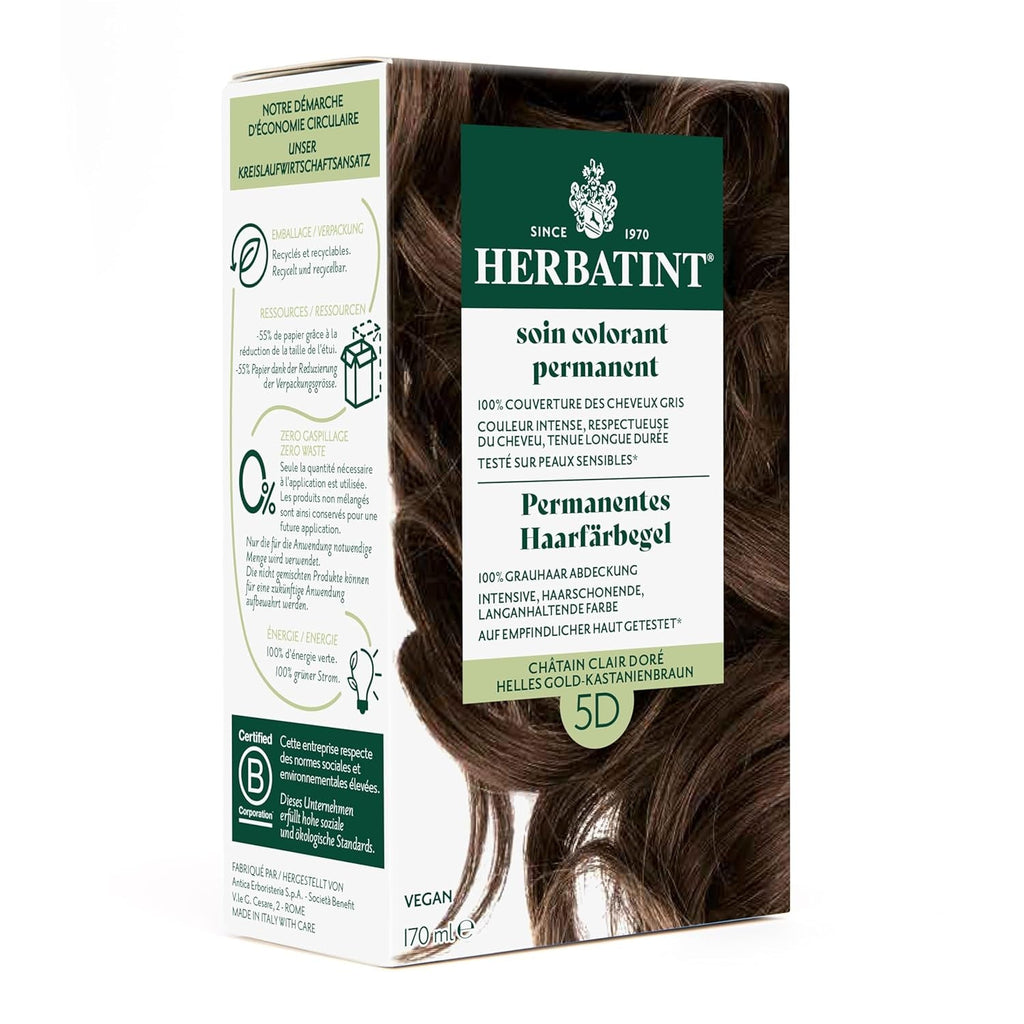 Gel pentru vopsirea permanentă a părului 6N blond închis - 170 ml I Fără amoniac, acoperire 100% a părului gri I Testat pe piele sensibilă, cu 8 extracte de plante