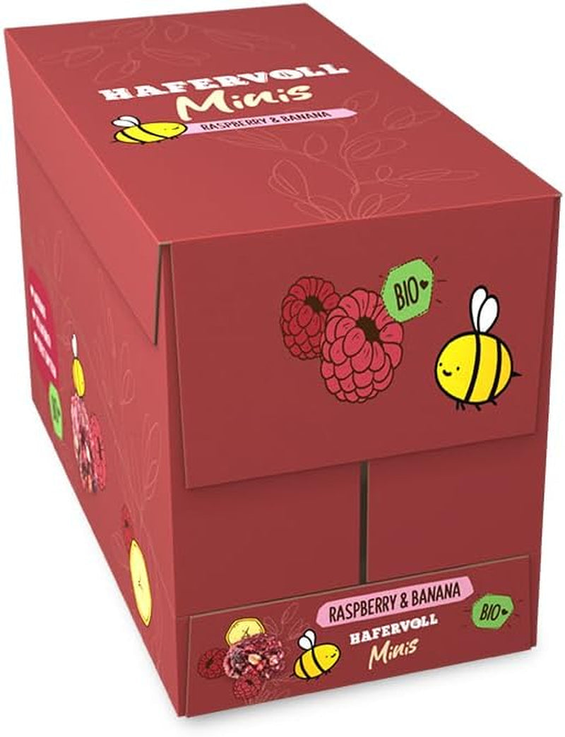 HAFERVOLL Minis Rapiță și Banană 8x 65g - Certificat organic, cu miere, fără zahăr adăugat, perfect pentru a fi împărțit