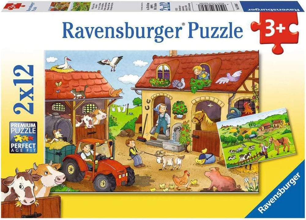 Ravensburger Puzzle pentru copii - 07574 Poliția și pompierii - Puzzle pentru copii de la 3 ani, cu 2X12 piese Puzzle Naty Shop 07560 Ocupat la fermă