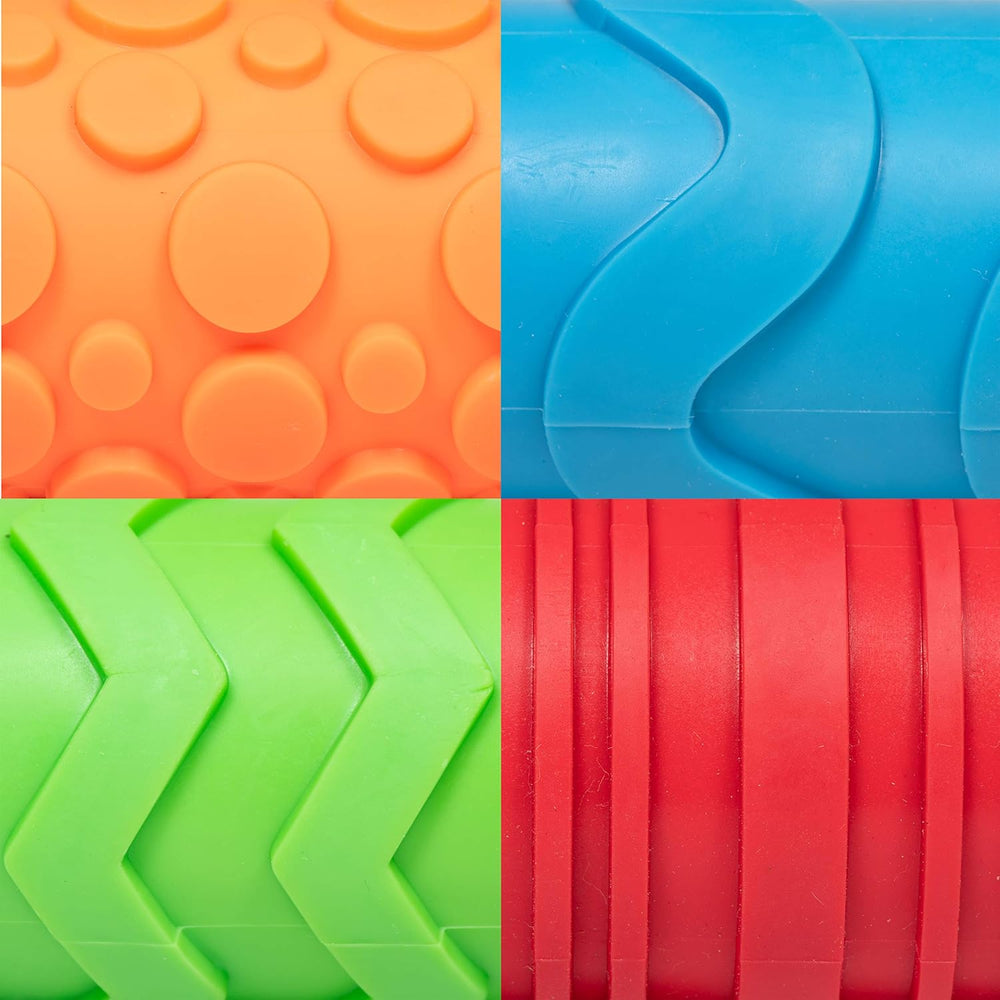 Mal- und Ton-Texturwalzen - 4er-Set - Knetrollen strutturato per bambini - Vielseitige Muster zum Basteln und Dekorieren