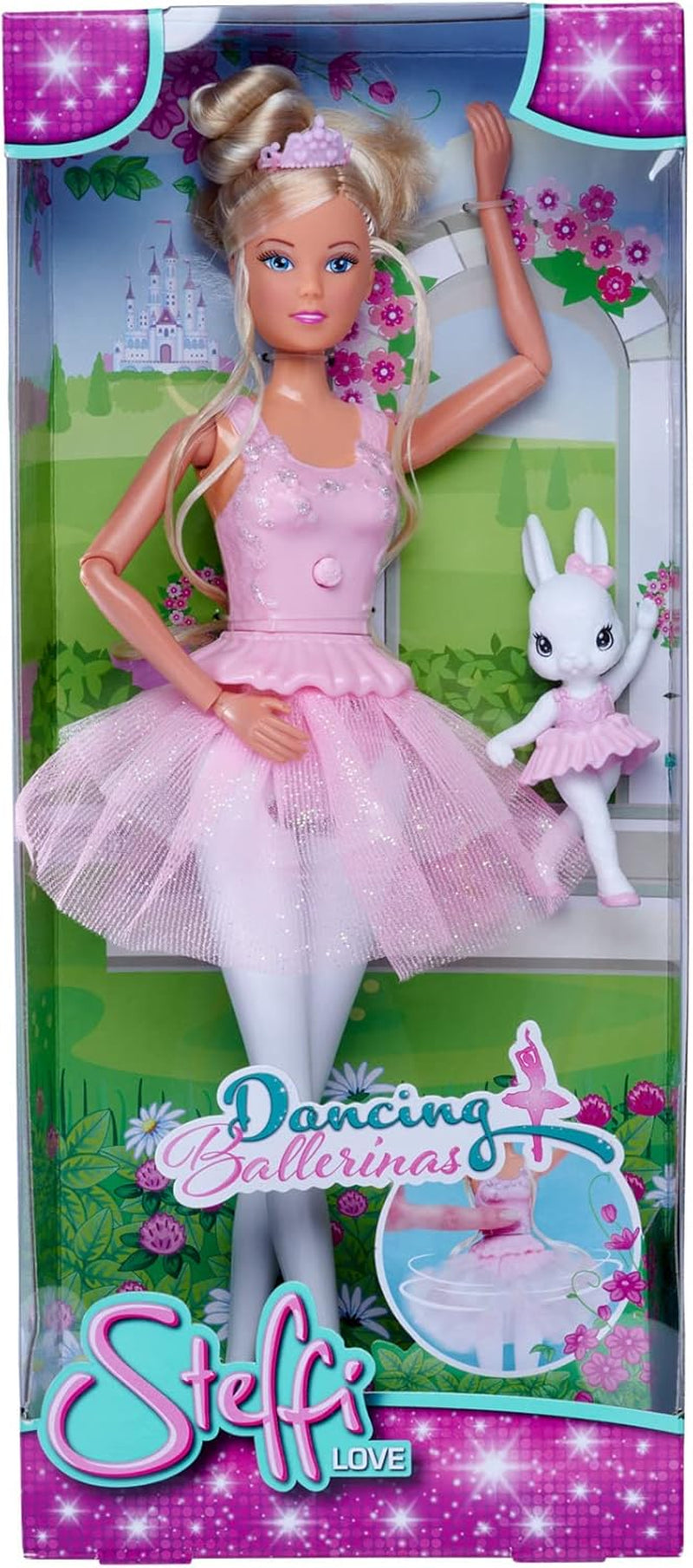Simba 105733603 - Steffi Love Balerina Dansatoare, păpușă Steffi ca balerină cu prieten animal și fustă rotativă, păpușă de joacă 29 cm, de la 3 ani