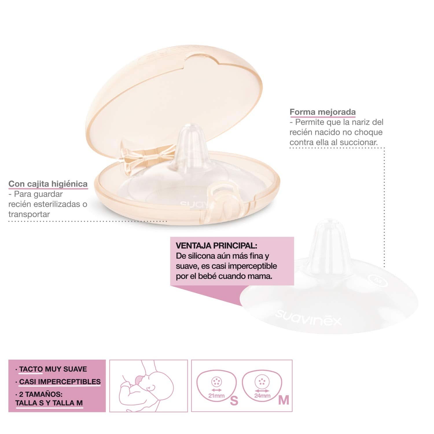 Suavinex Brustpolster Aus Silikon, Größe S, 2 Stück Accesorii Hrana si Alaptare Bebe Naty Shop