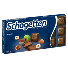 Tavoletta di cioccolato Schogetten Nougat 100g, porzionata singolarmente. Una delizia. Pezzo per pezzo.