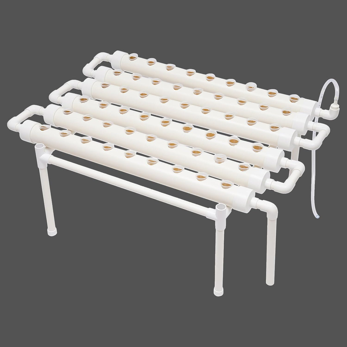 Kit di coltivazione idroponica a 1 strato con 54 fioriere, sistemi di coltivazione di piante fuori suolo in PVC con pompa dell'acqua, kit di coltivazione idroponica per la coltivazione di frutta e verdura su balconi, giardini, cortili e cortili