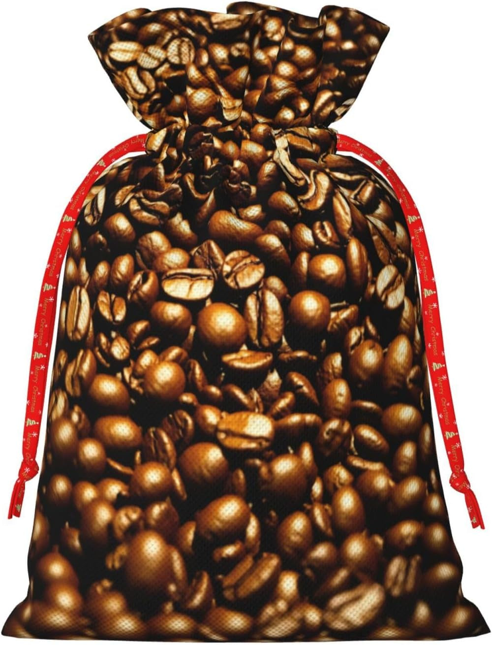 Lustige geröstete Kaffeebohnen, Weihnachtsbeutel mit Kordelzug, robust, 21,1 x 30 cm, geeignet für Partygeschenke und Geschenkverpackung, 1 Stück