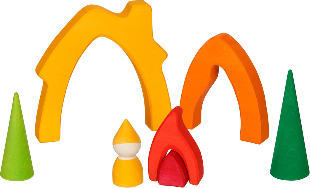 Goki 58427 - Casa dei nani - Goki Evolution - Realizzata in legno di acero di alta qualità - 7 parti - Vernici colorate a base d'acqua - Prodotto in Europa Case delle bambole Naty Shop