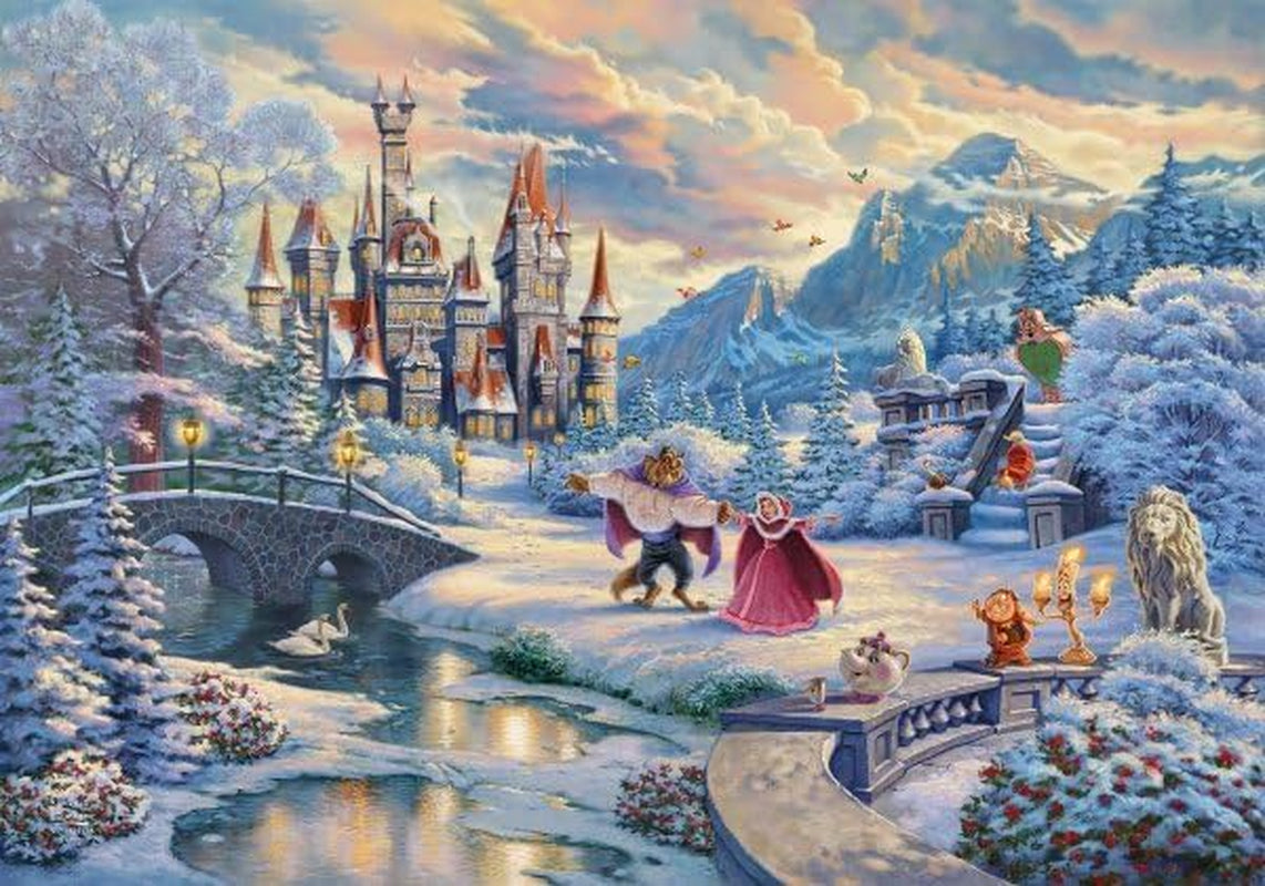 Schmidt Spiele 59671 Thomas Kinkade, Disney, La Bella e la Bestia, Magica Serata d'Inverno, puzzle 1000 pezzi Puzzle Naty Shop