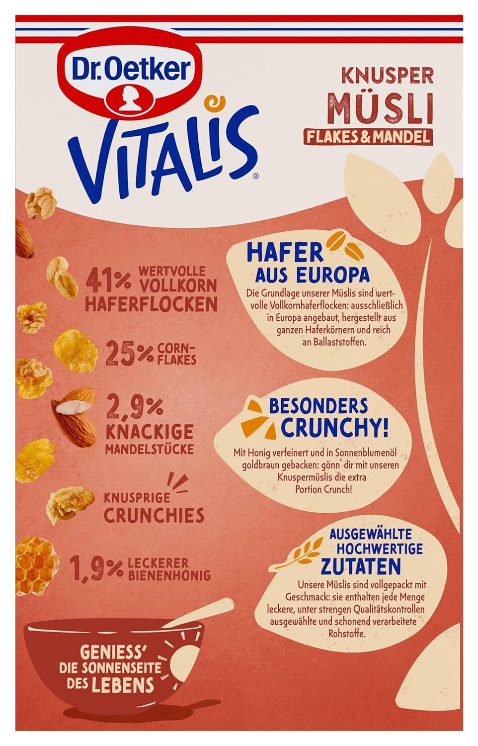 Dr. Oetker Vitalis Crunchy Flakes: muesli croccante con corn flakes e pezzetti di mandorle, confezione da 5 (5 x 600 g)