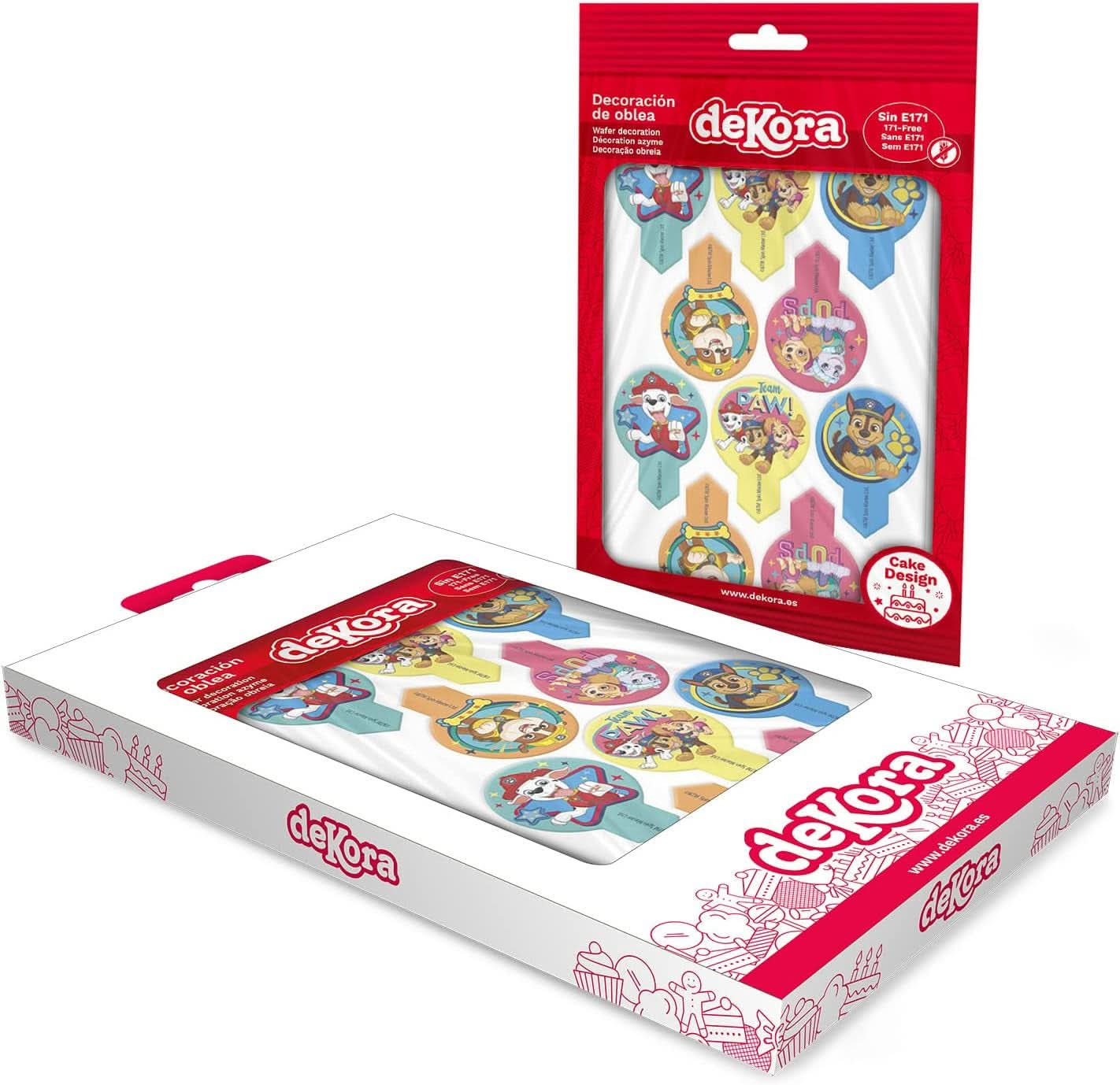 Dekora, Decorazioni Commestibili Per Torte Dekorapin Paw Patrol, 20 Wafer Di Carta Commestibili - 6,5 X 4 Cm Naty Shop