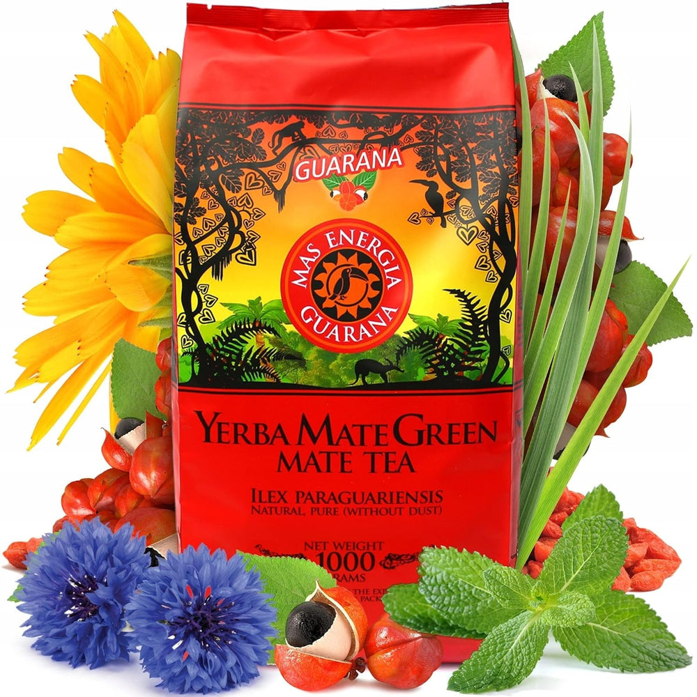Yerba  „Mas Energia Guarana” 1 kg – Ceai Mate brazilian cu guarana și mentă | Ceai Yerba Mate fructat | Energie naturală fără aditivi artificiali | Vegan