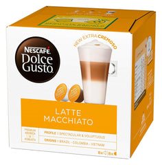 NESCAFÉ Dolce Gusto Latte Macchiato, 48 Kaffeekapseln, Aromatischer Espresso, 3-Schichten -Köstlichkeit aus feinem Milchschaum, Aromaversiegelte Kapseln, 9er Pack (3x16 Kapseln)