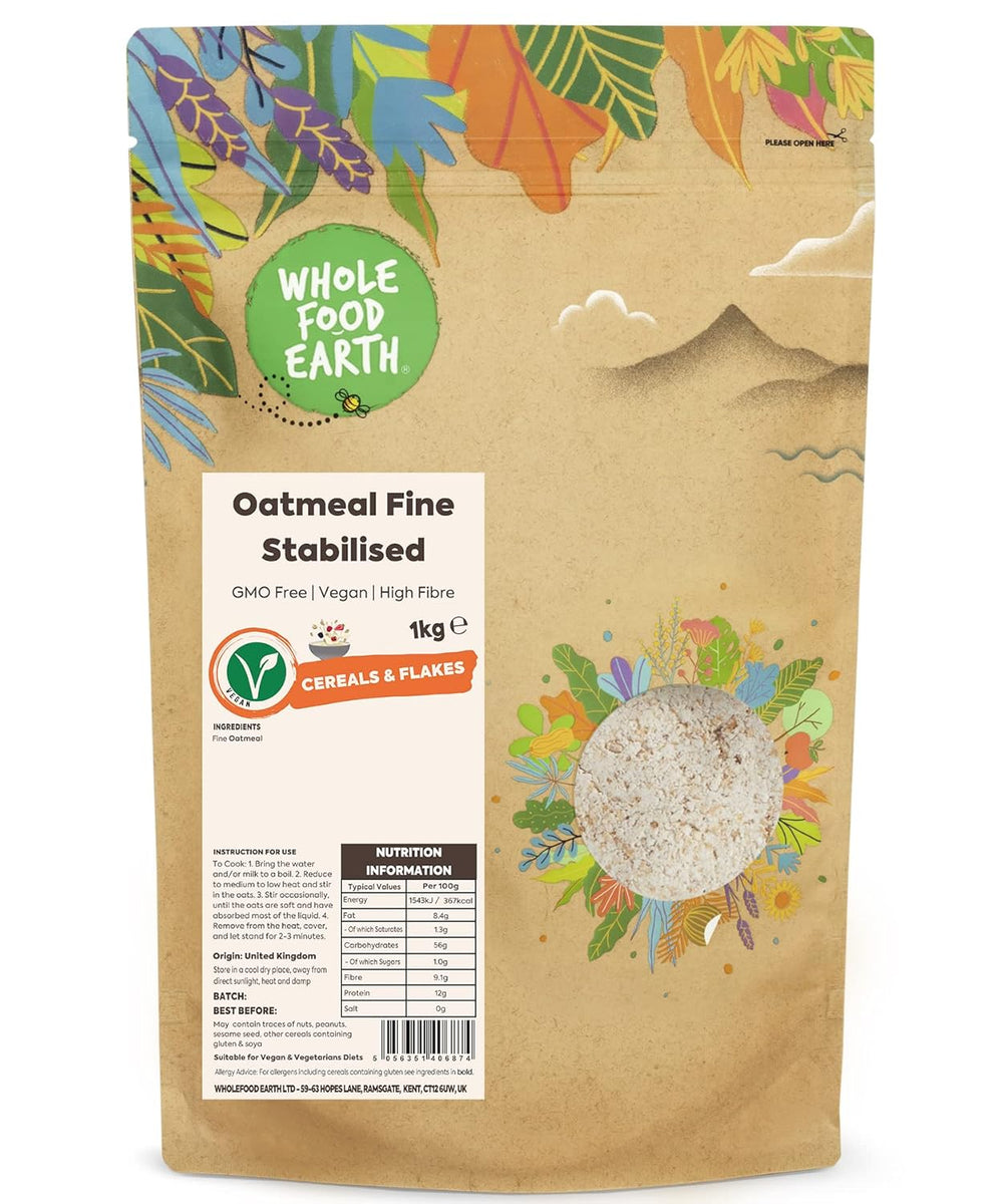 Wholefood Earth Fine Oats - non OGM - vegano - senza latticini - senza zuccheri aggiunti 1 kg
