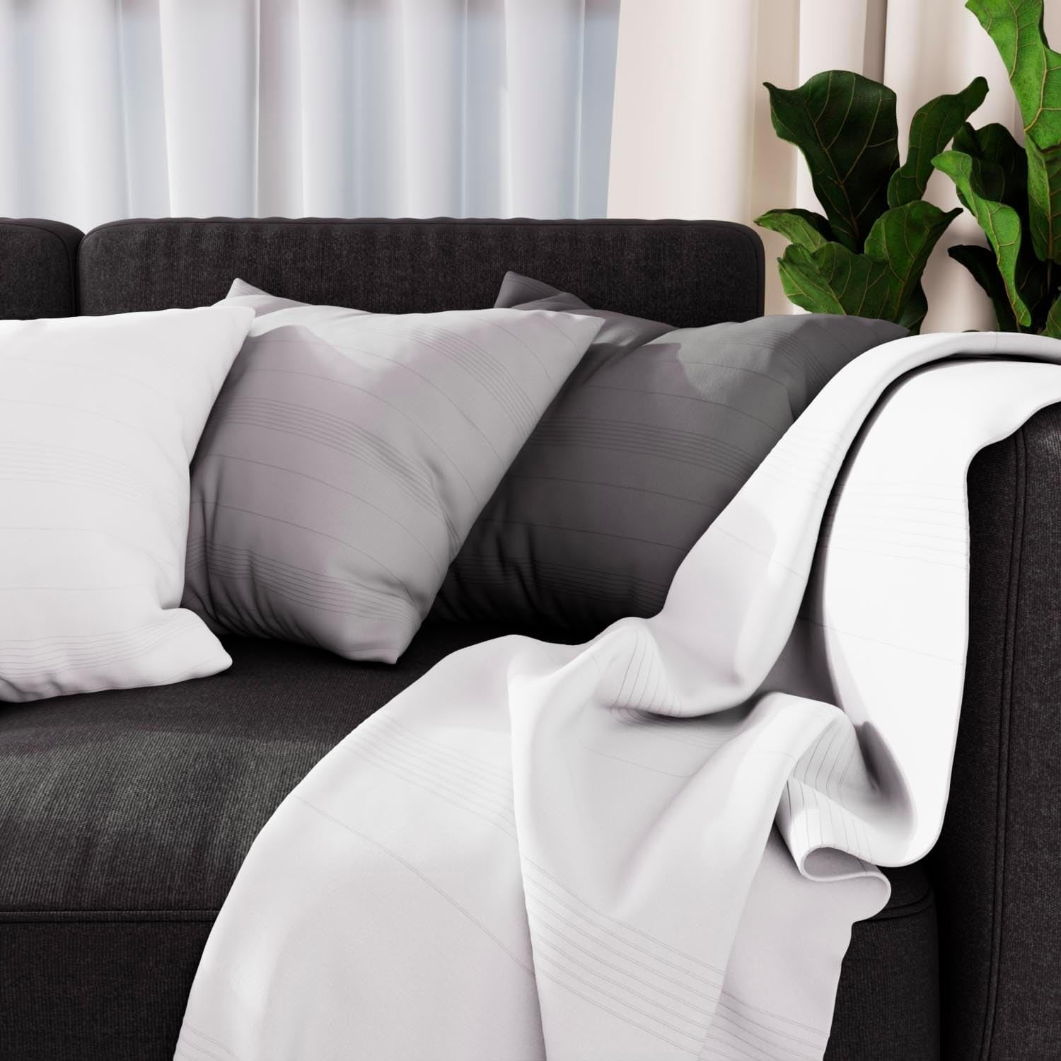 Soleil D'Ocre Plaid Adele, gettato dalla poltrona, Polycoton, Grigio, 140 X 200 Cm Letti e coperte Besuche den Soleil d'ocre-Store Bianco 140 X 200 Cm