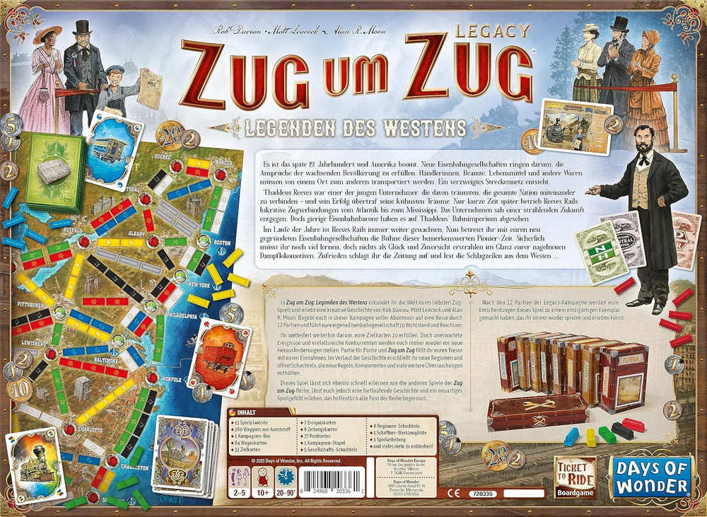 Days of Wonder, Ticket to Ride Legacy: Legends of the West, Gioco per famiglie, Gioco da tavolo, 2-5 giocatori, Età 10+, 20-90 minuti, Tedesco