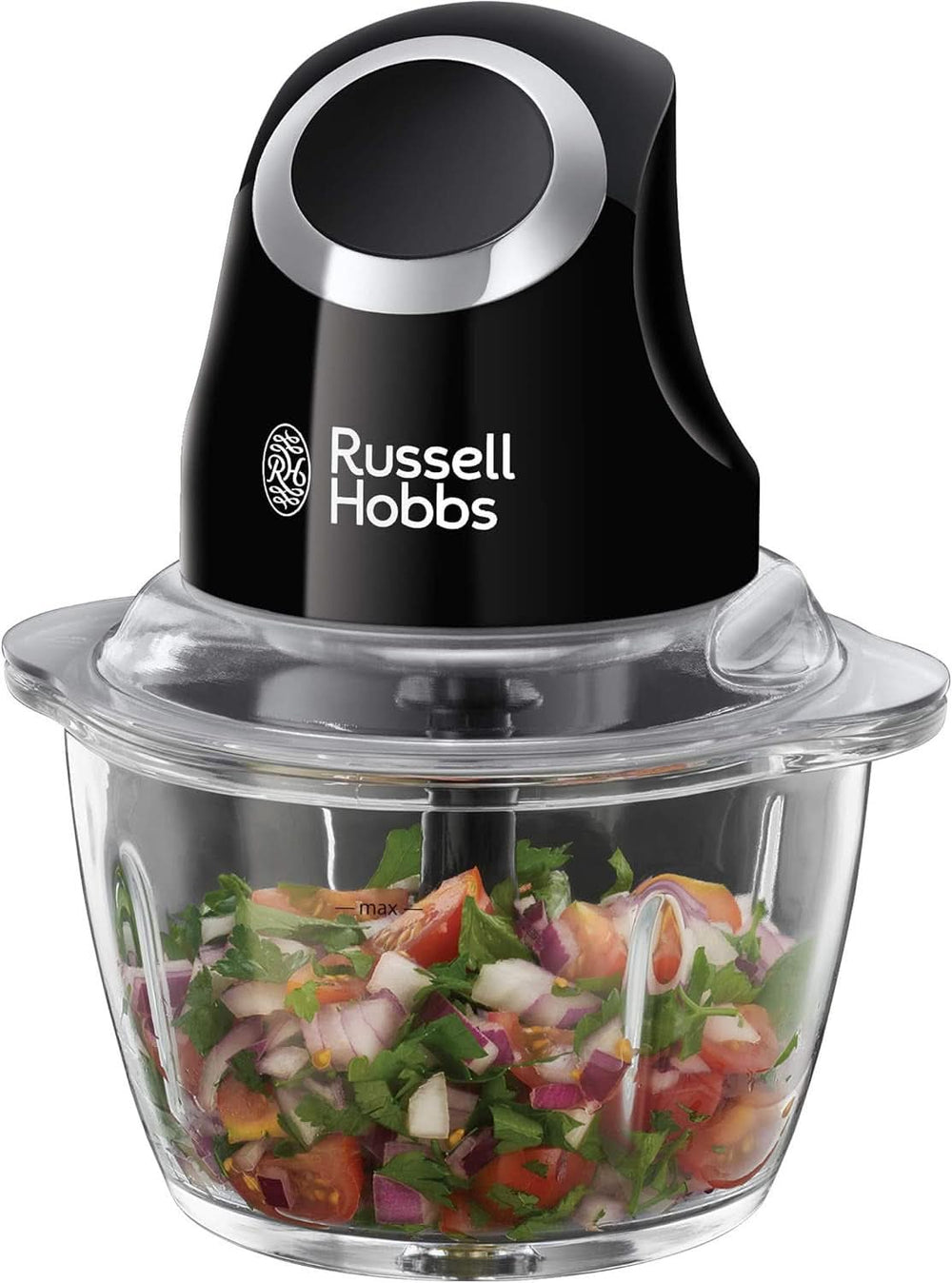 Russell Hobbs Robot da cucina [1.5L Glasbehälter] Matt Schwarz (Starker 0.9PS Motor, Impuls-/Ice-Crush-Funktion, Edelstahlmesser, Bpa-Frei Mixer, Elektrischer Zerkleinerer, Smoothie-Maker) 24722-56 Kitchen Naty Shop Zerkleinerer,Single