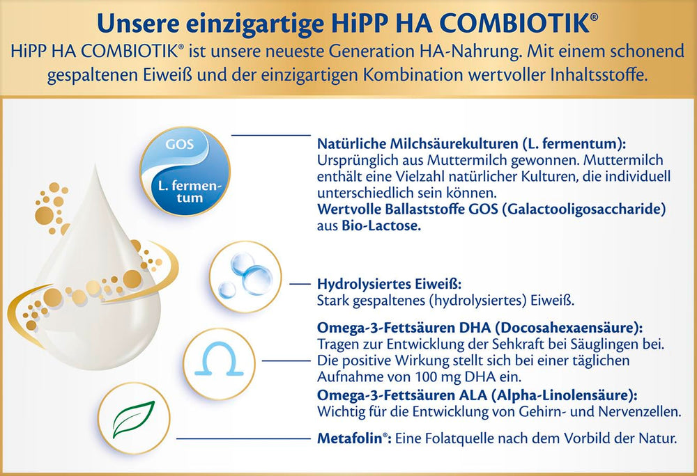 HiPP HA 2 Combiotik (4 x 600 g) - Formula di follow-up dopo 6 mesi, con colture naturali di acido lattico, preziose fibre alimentari (GOS), Omega-3, proteine ​​idrolizzate per sistemi immunitari sensibili
