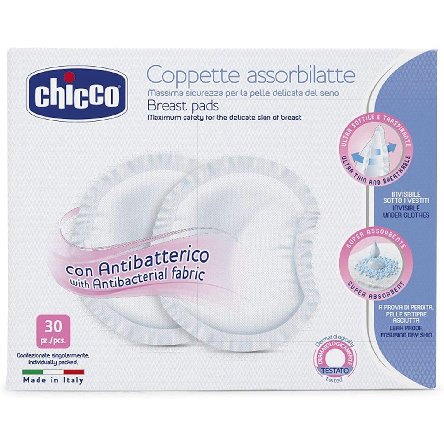 Chicco Cuscinetti protettivi per capezzoli, antibatterici, 4 settimane, 120 pezzi Accessori Alimentazione e Allattamento Bebe Naty Shop
