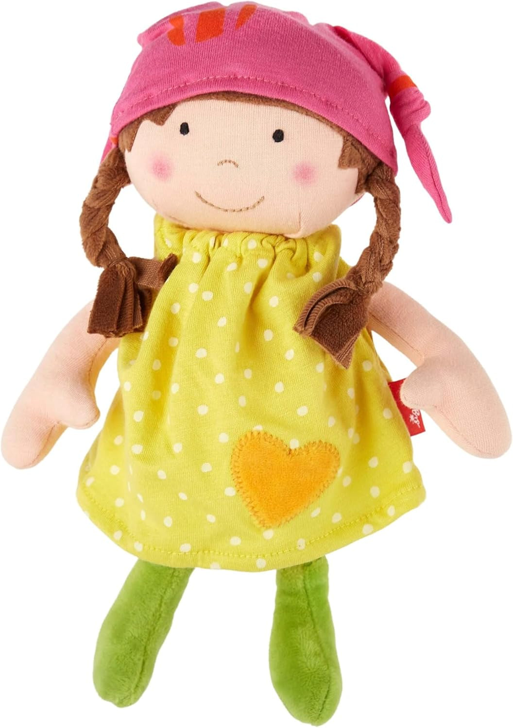 SIGIKID 39411 Păpușă mică moale pentru fete, jucărie pentru bebeluși, recomandată de la 6 luni, galbenă