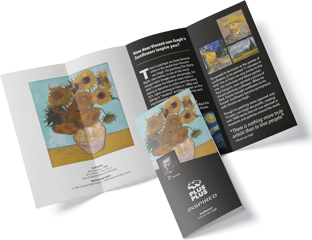 Plus-Plus 5163 Geniales Konstruktionsspielzeug, Sonnenblumen von Vincent Van Gogh, Inspired-Edition, Kreativ-Bausteine ​​​​Tube, 350 Teile, Girasoli