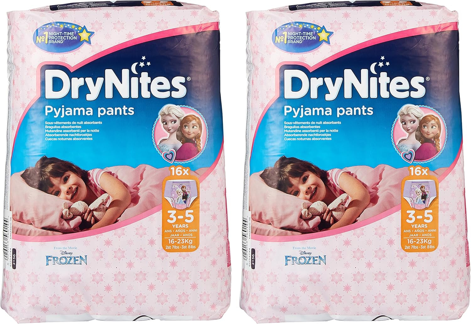 Indumenti da notte per ragazze Huggies DryNites, 3-5 anni (16-23 kg), 2 x 16 pezzi