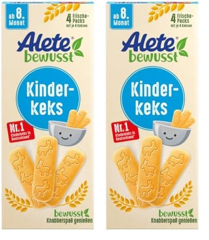 Alete Conscious Baby Biscuits, 8 mesi+, biscotti al burro di grano per bambini, piccoli snack biscotti convenientemente confezionati, perfetti per quando sei in movimento, 1 x 180 g (confezione da 2)