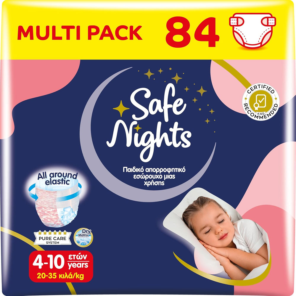 Safe Nights Girl, Indumenti da notte assorbenti per ragazze 8-16 anni (30-50 kg), confezione da 14