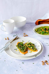 MÄSER 931461 Dalia, Serviciu de cină pentru 6 persoane din porțelan hotelier de înaltă calitate, de culoare albă, set de farfurii cu 12 piese în design vintage, porțelan rezistent