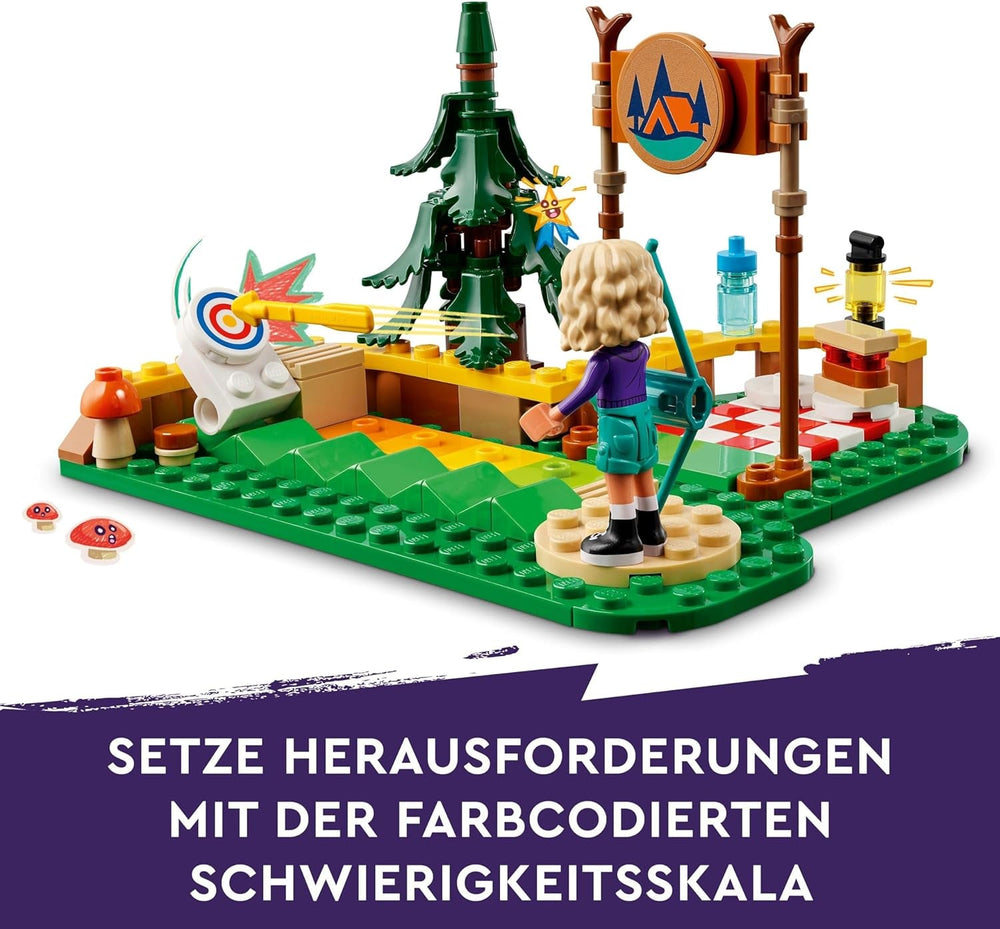 LEGO Friends Tiro con l'arco al campo avventura Giocattolo costruibile per bambini con arco e freccia, 2 personaggi e un lavandino, per ragazze e ragazzi dai 6 anni in su 42622 Set da costruzione Besuche den LEGO-Store