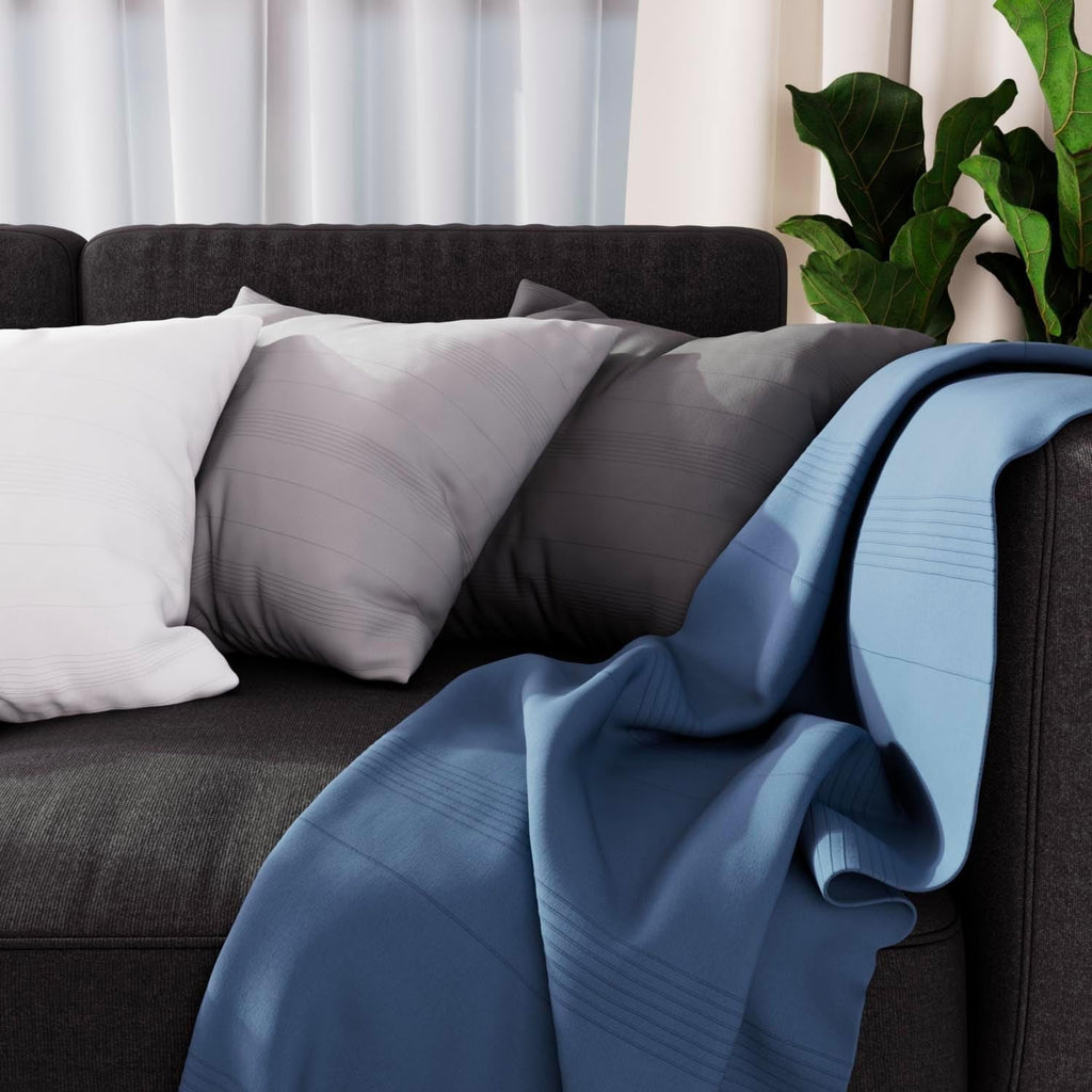 Soleil D'Ocre Adele Plaid, aruncat de fotoliu, Polycoton, Gri, 140 X 200 Cm Paturi si Cuverturi Besuche den Soleil d'ocre-Store Albastru 140 X 200 Cm