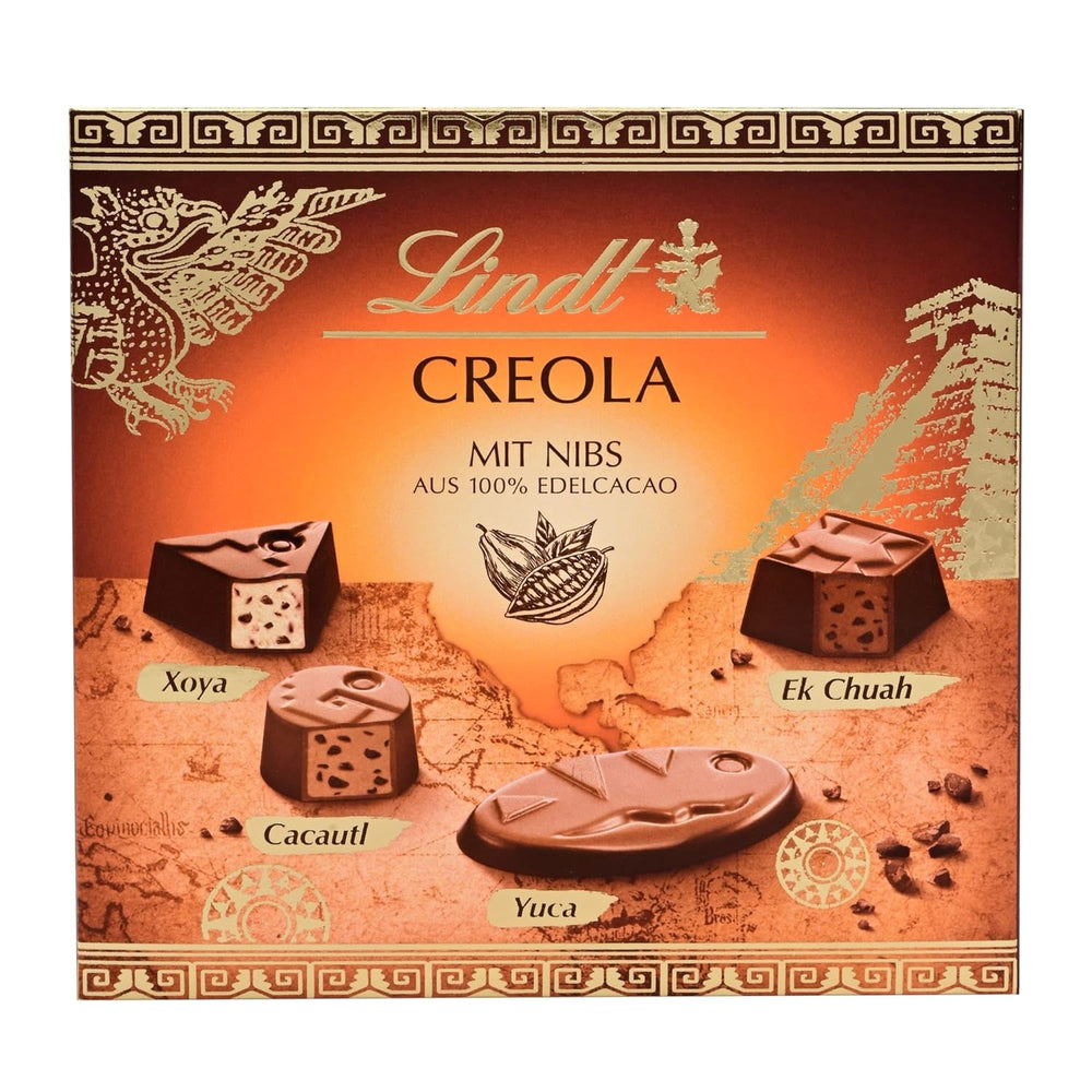 Cioccolata Lindt | Scatola di praline creola | 100 g| 9 praline in 4 deliziosi assortimenti, a base di cacao fine al 100%, senza alcool | Set regalo al cioccolato