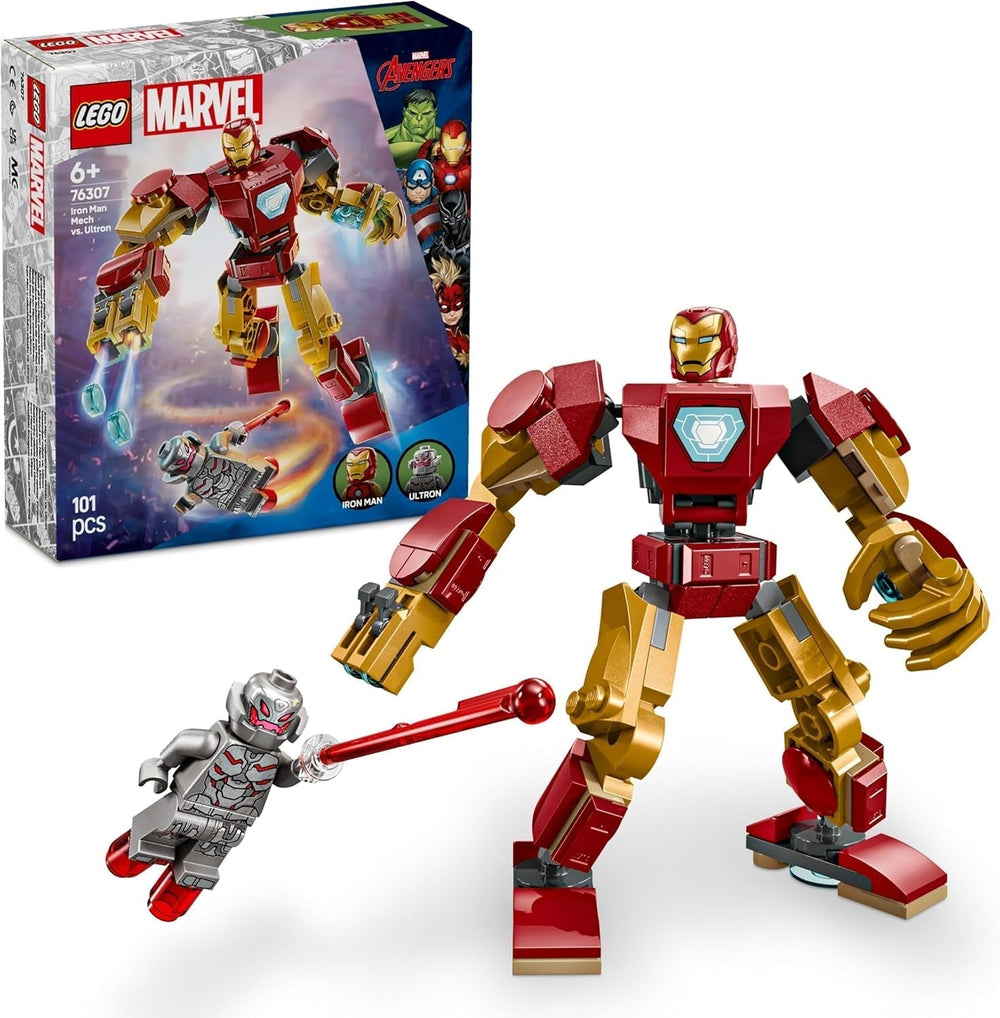 LEGO Marvel Iron Man Mech vs. Ultron - Giocattolo da supereroe con 2 minifigure - Action figure con braccia, gambe e dita mobili - Regalo per ragazzi e ragazze dai 6 anni in su 76307 Set da costruzione Besuche den LEGO-Store Titolo predefinito