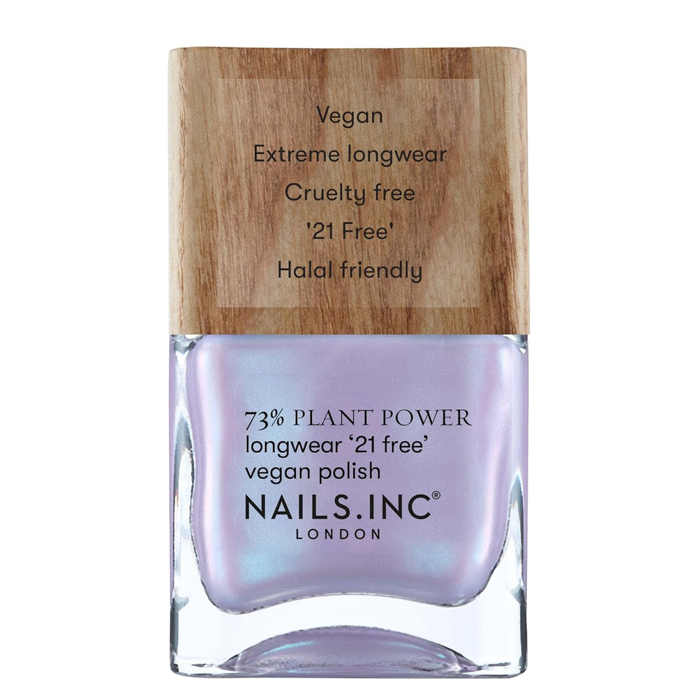 Nails Inc - Smalto per unghie vegano GLOWING SOMEWHERE Plant Power - 73% a base vegetale, 100% vegano e cruelty free - Manicure perfetta, Perla scintillante - Per nail art ecologiche