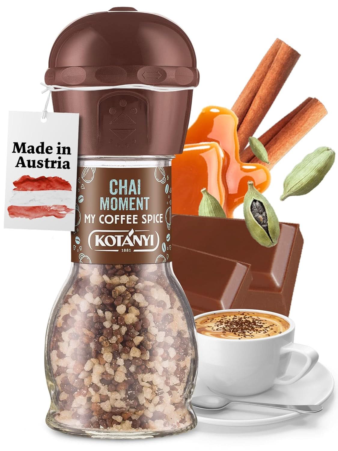 Topping per il caffè Kotanyi Cacao Kiss | Naty Shop Chai Moment Pezzi di Cioccolato Fine Confezione da 4 (4 X 63 Grammi) 50 Grammi