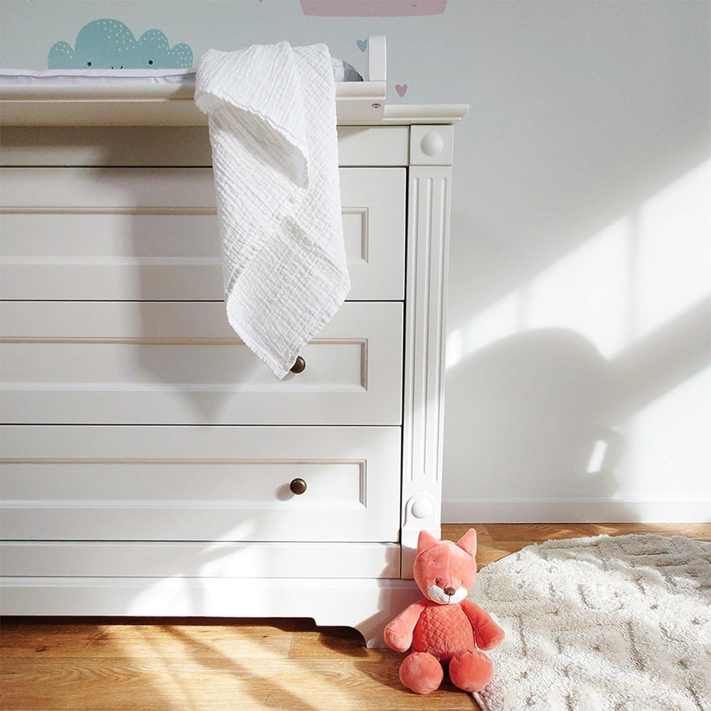 MAKIAN Quadrati di Mussola, Confezione da 10, 80x80 cm, Certificato Oeko-TEX® Standard 100, 10 Panni Antirigurgito Premium - Quadrati di Stoffa a Tessuto Doppio/Quadretti di Mussola, Resistente alla Bollitura - Bianco