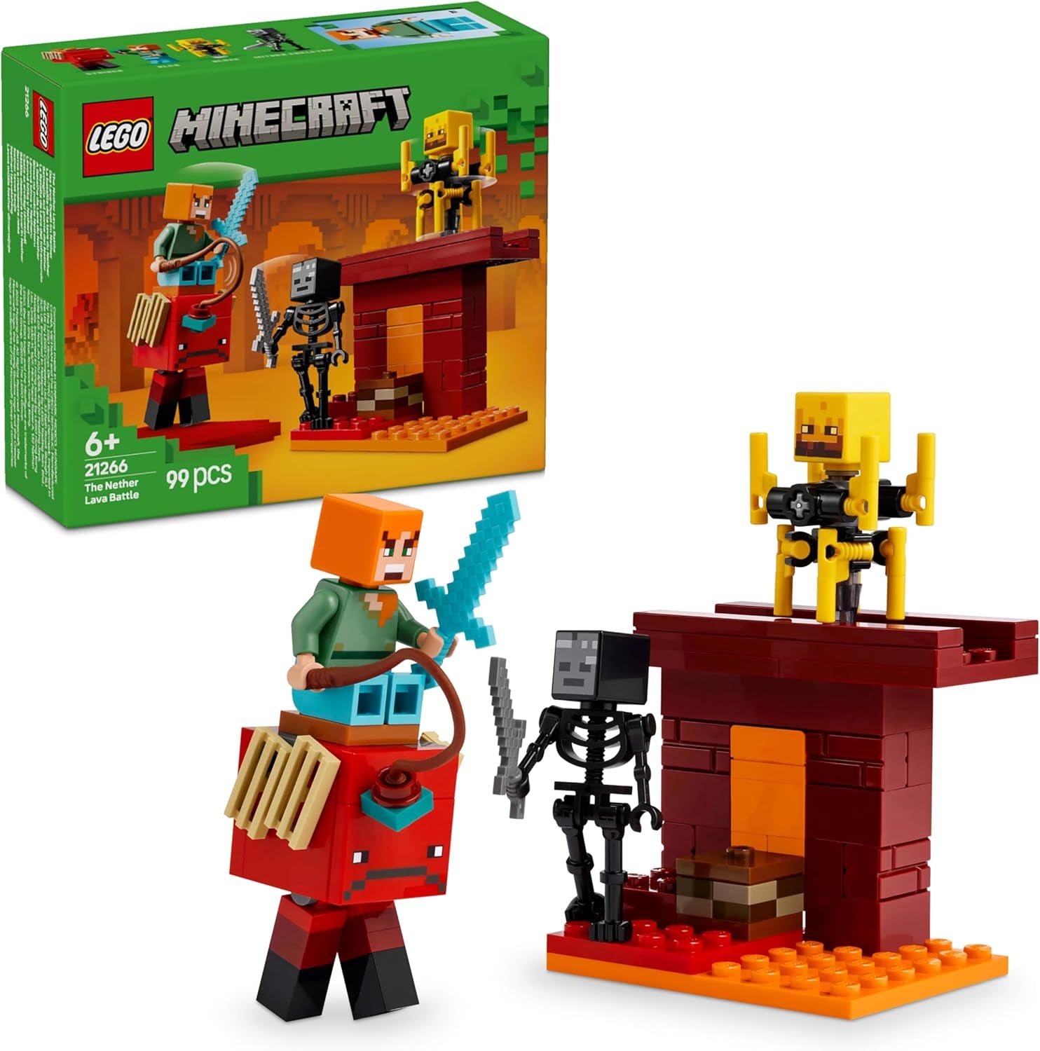 LEGO Minecraft: Duello di lava nelle profondità, Giocattolo per gli appassionati di videogiochi, Fortezza con minifigure tra cui Alex, Scheletro Wither, Lohe e Strider, Regalo per ragazze e ragazzi di 6 anni 21266 Set da costruzione Besuche den LEGO-Store Titolo predefinito
