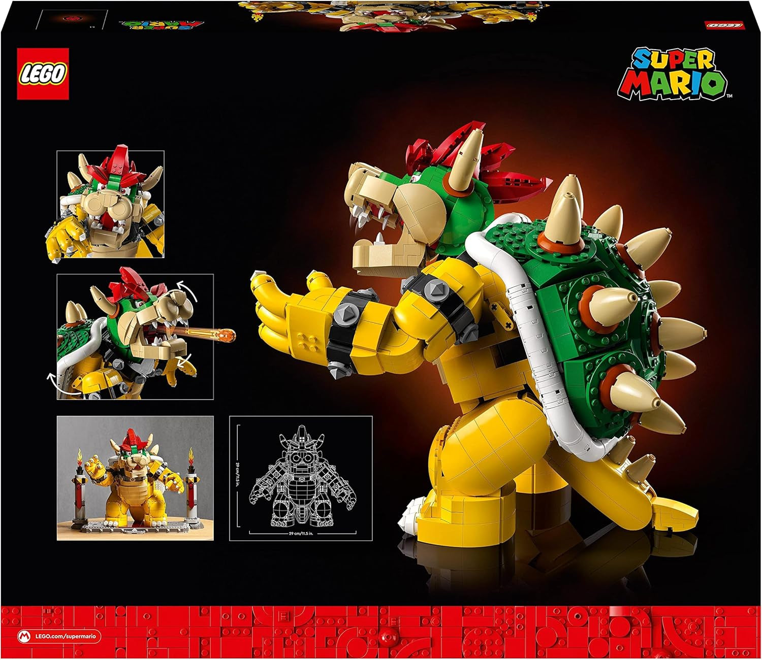 LEGO Super Mario The Mighty Bowser Kit modello 3D Grande set di action figure da collezione inclusa piattaforma da duello Idea regalo per i fan da esporre come decorazione della stanza 71411 Set di costruzione Besuche den LEGO-Store