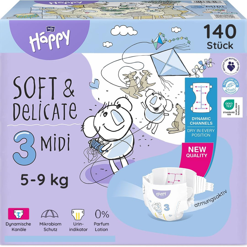 Pannolini Bella Baby Happy Premium, taglia 6, Junior Extra, 15+ kg, 96 pezzi, sigillo DERMATEST e OEKO-TEX, pannolini usa e getta per bambini