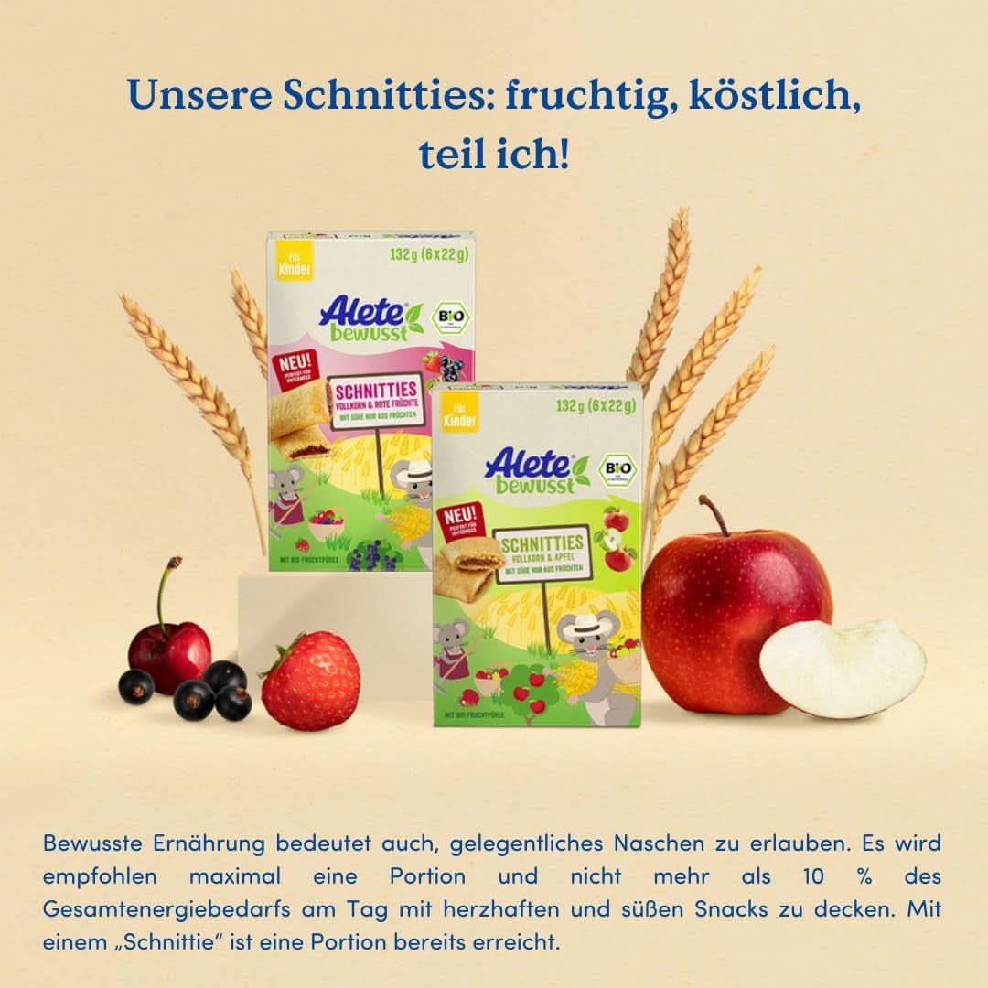 Alete Bio Schnitties, cereali integrali e frutti rossi 6 x 22 g Naty Shop Mamma e Bambino