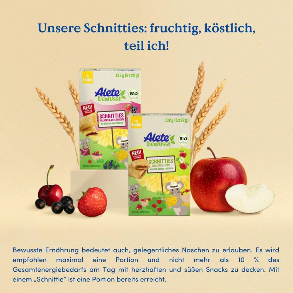 Alete Bio Schnitties, cereali integrali e frutti rossi 6 x 22 g Naty Shop Mamma e Bambino