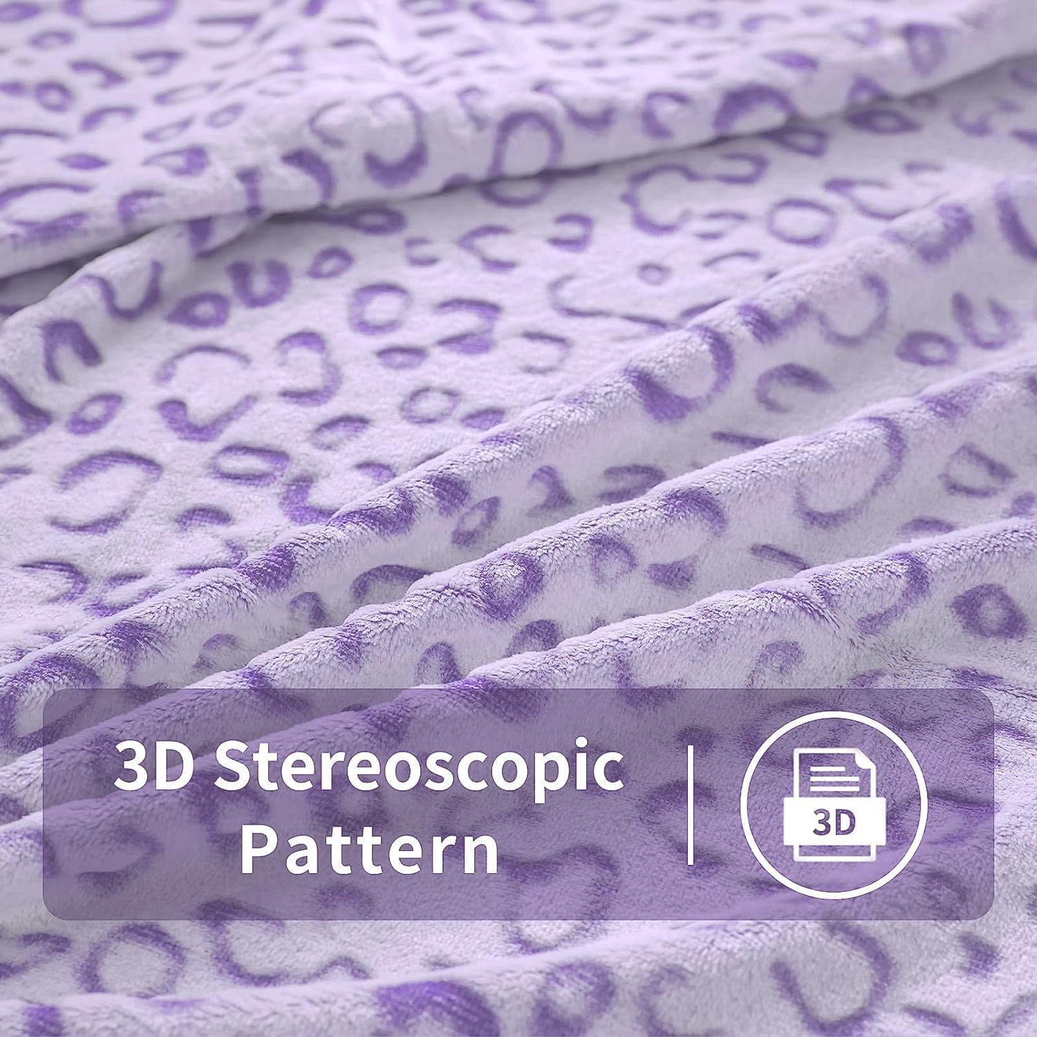 FY FIBER HOUSE plaid in pile flanella, coperta in microfibra con stampa ghepardo 3D, 228 X 274 cm, viola Piumini e trapunte Naty Shop