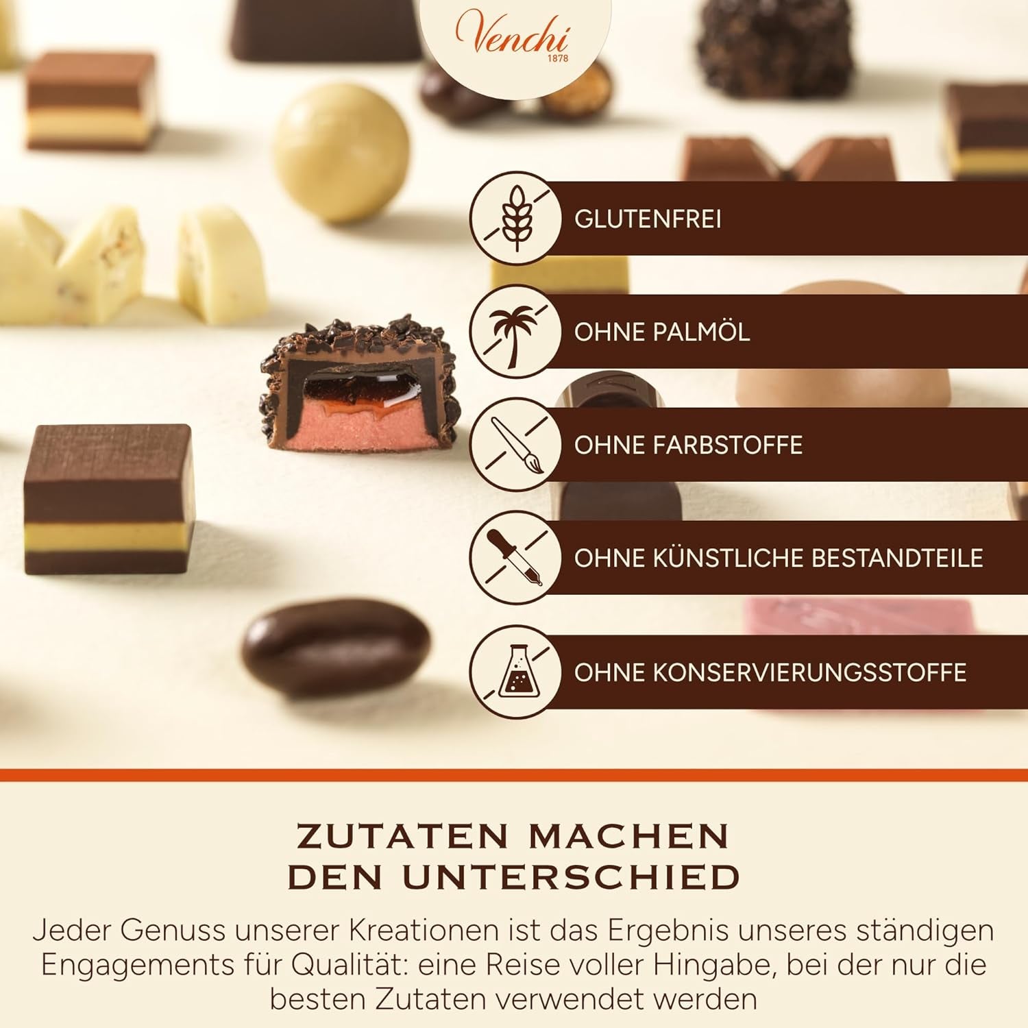 Venchi - Cubi Chocoviar 75% - Praline con ripieno "Cuor di Cacao", cioccolato extra fondente e granella Chocoviar 75% - Confezione sfusa da 1 kg - Vegan - Senza glutine