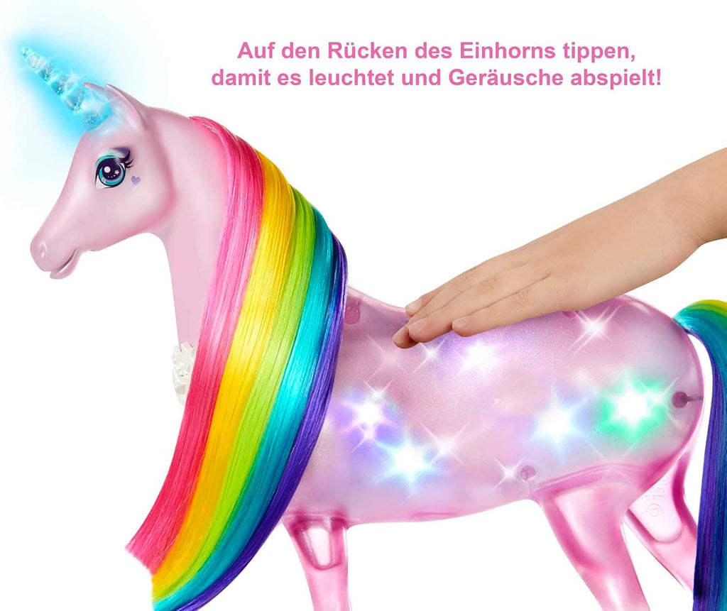 Barbie Dreamtopia Magical Magic Light Unicorn, cu 25+ lumini și sunet, incl. păpușă Barbie și unicorn, cadou pentru copii, jucărie de la 3 ani, GWM78 Papusi Naty Shop