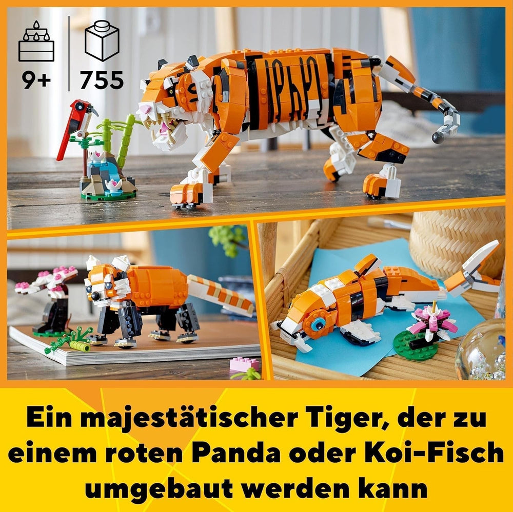 LEGO 31129 Creator Majestic Tigre, Panda o Pesce Set di personaggi di animali 3 in 1 Giocattolo per bambini Ragazzi e ragazze Set di giocattoli da costruzione per animali Trova il negozio LEGO