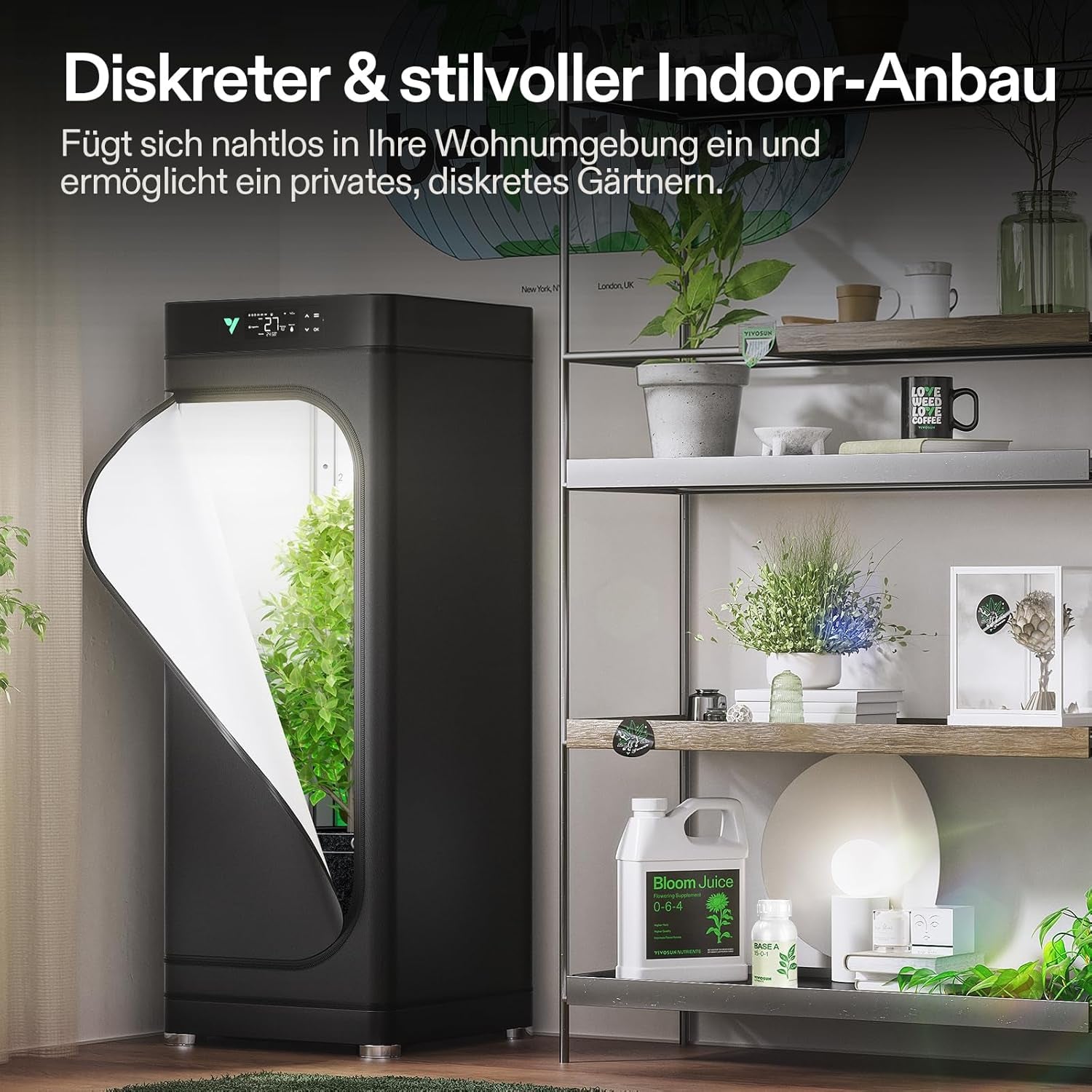 VGrow Smart Grow Box All-in-One, sistema professionale con lampada di coltivazione Samsung LM301H EVO, sistema avanzato di circolazione e ventilazione, irrigazione, fornitura di nutrienti per coltura idroponica indoor