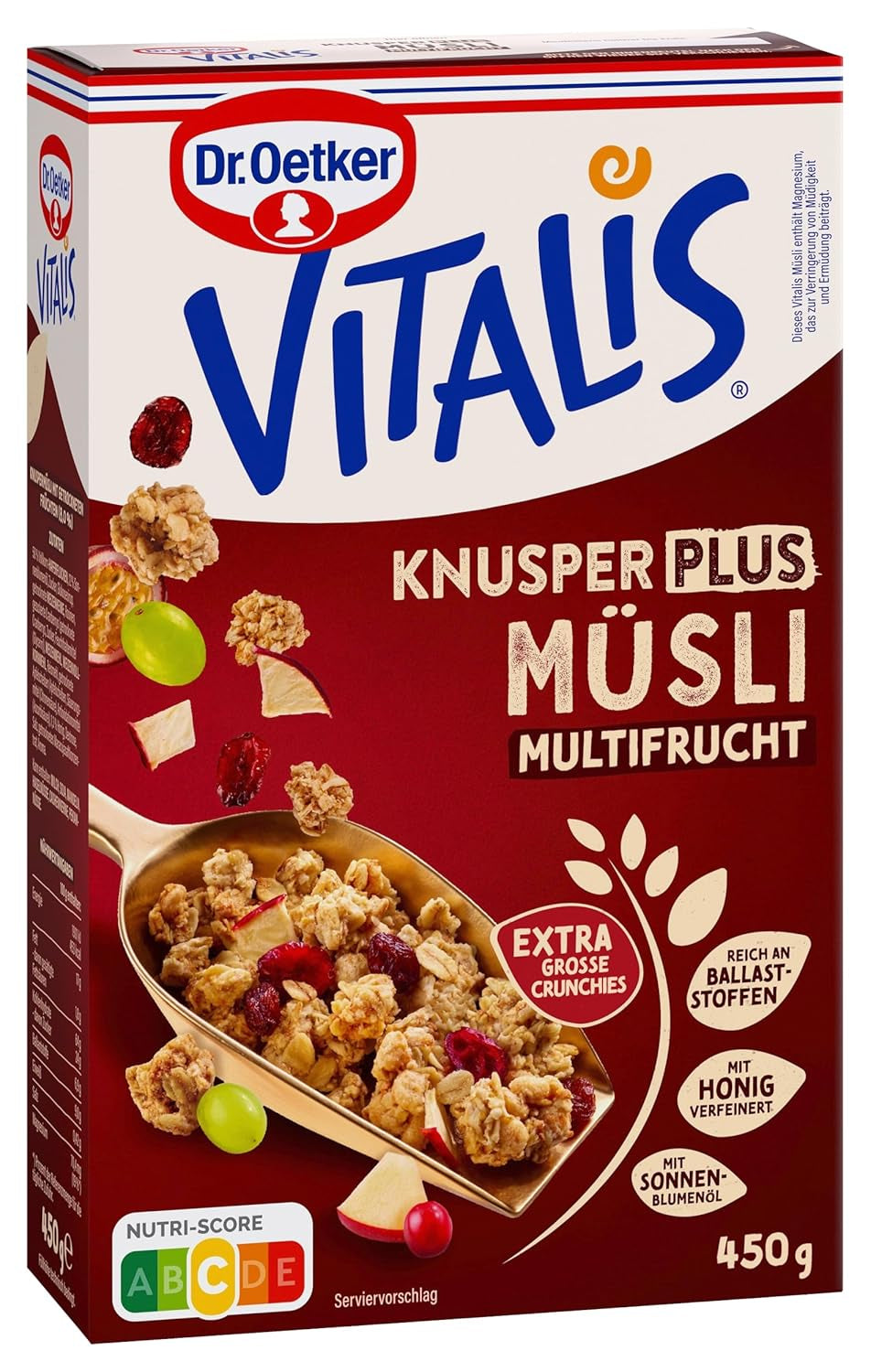 Dr. Oetker Vitalis KnusperPlus Double Chocolate: muesli croccante con cioccolato al latte e fondente, confezione da 7 (7 x 450 g)