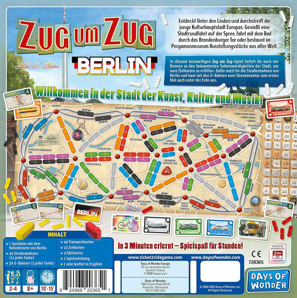 Days of Wonder, Ticket to Ride: Berlino, gioco per famiglie, gioco da tavolo, 2-4 giocatori, dagli 8 anni in su, 10-15 minuti, tedesco