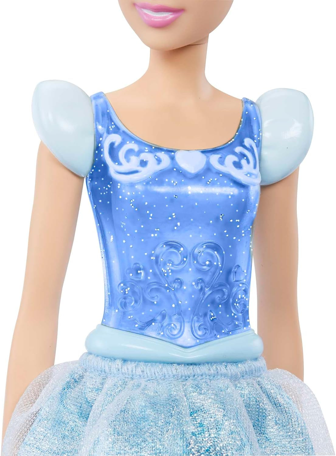 Mattel DISNEY Princess Cinderella - Păpușă mobilă cu costum strălucitor, pantofi și diademă detașabile, păr pieptănabil pentru distracție la coafor, pentru copii de la 3 ani în sus, HLW06 Papusi Naty Shop