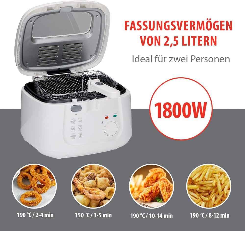 Friggitrice Alpina 2,5 L DF-165, 1800 W - Temperatura regolabile fino a 190°C Elettrodomestici Naty Shop