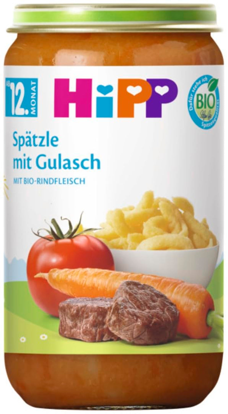 Pasti biologici HiPP a partire da 12 mesi Spätzle con gulasch, 250 g, conf. da 6 (6x250 g) L'imballaggio può variare